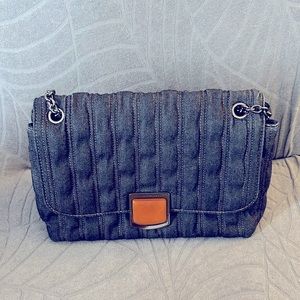 Longchamp Denim Blue Brioche Denim Shoulder Bag